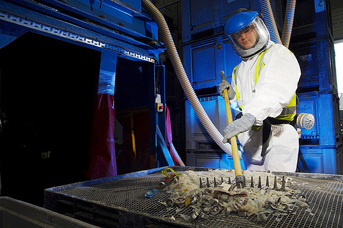 Industrial Photography, Mercury Recycling from flourescents, Service Industry, Trafford Park, Manchester, UK